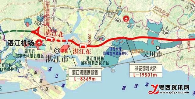 3公里的湛江湾海底隧道 整个广湛高铁路线在湛江市域内 长约为63公里