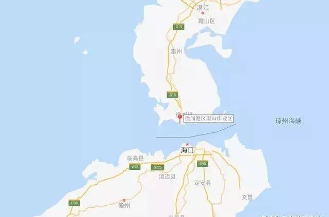 琼州海峡及徐闻港区南山作业区位置图