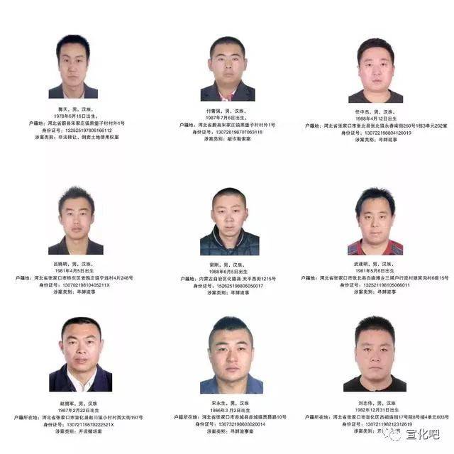 张家口公安悬赏通告已有12人归案,在逃人员28人!