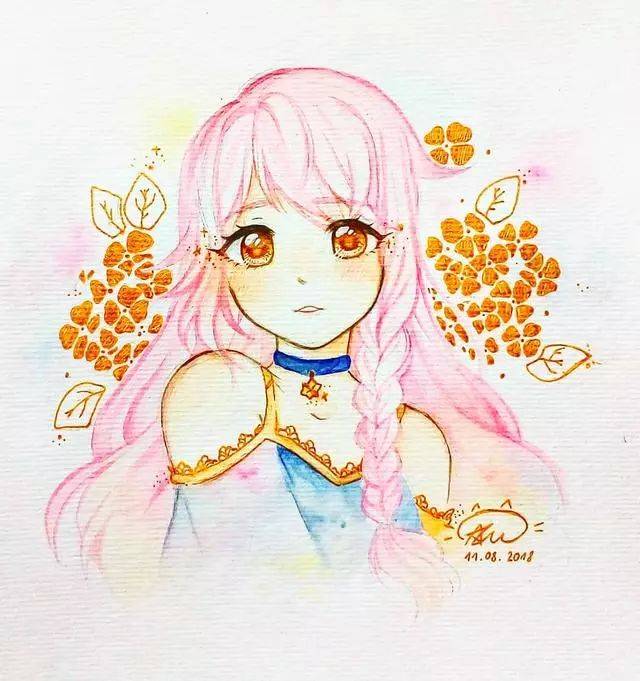 23张线稿带上色稿教你画动漫手绘插画!