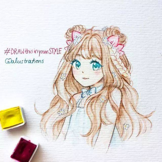 23张线稿带上色稿教你画动漫手绘插画!