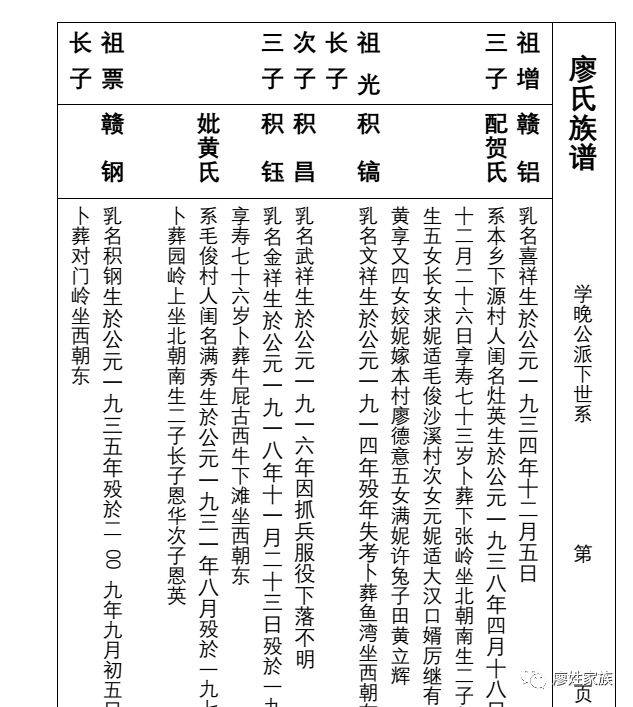 湖南永州市蓝山县永鉴公廖氏族谱【部分】