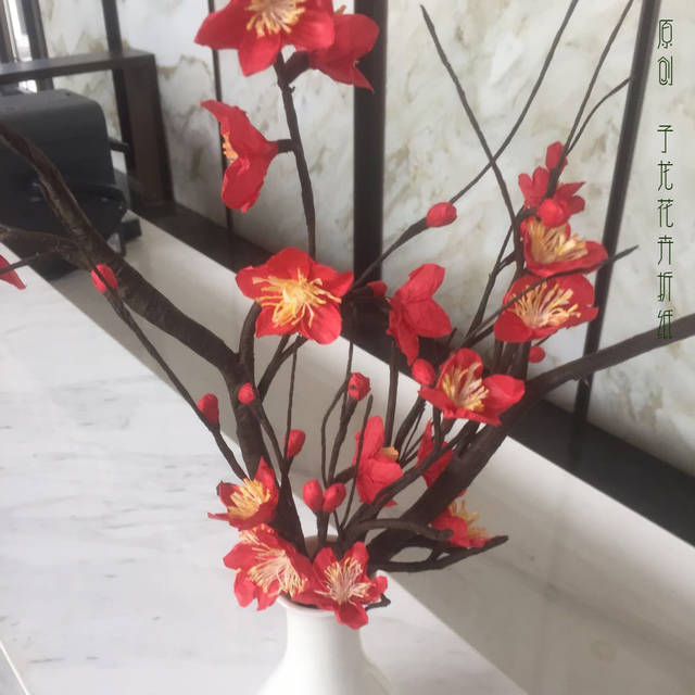 简单梅花折纸 梅花树枝的手工制作图片