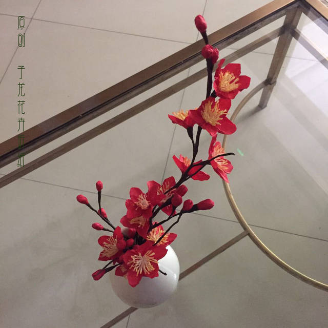简单梅花折纸 梅花树枝的手工制作图片