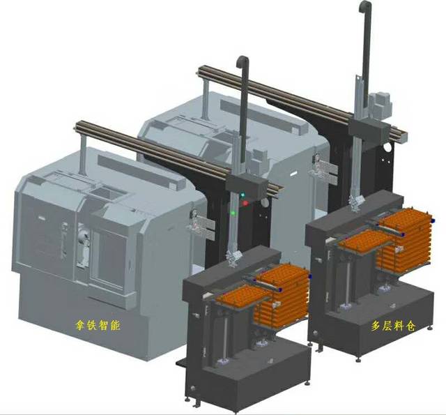 多层料仓设计说明/数控车床机械手自动上下料系统结构特点介绍