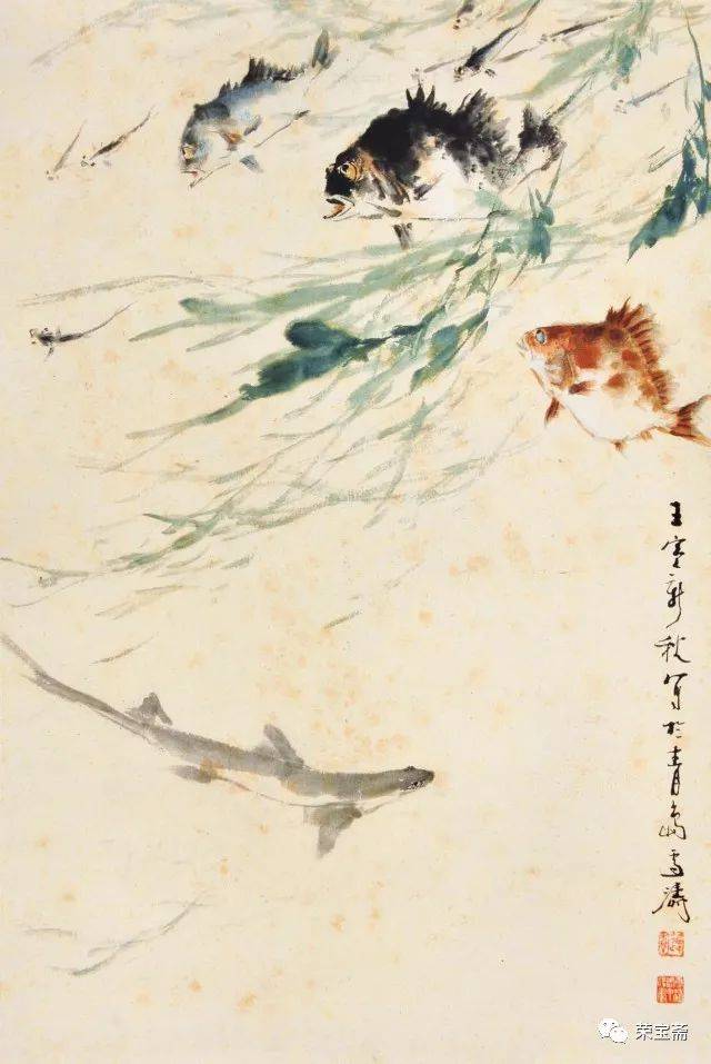 王雪涛 知鱼之乐 47.5cm×70cm 1962