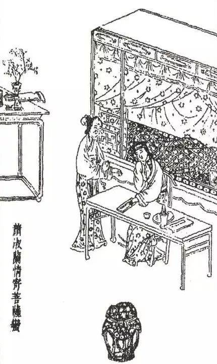 图一 明崇祯本版画《萧淑兰》插画中的六柱架子床