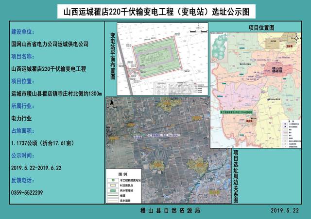 山西运城翟店220千伏输变电工程(变电站)选址公示图