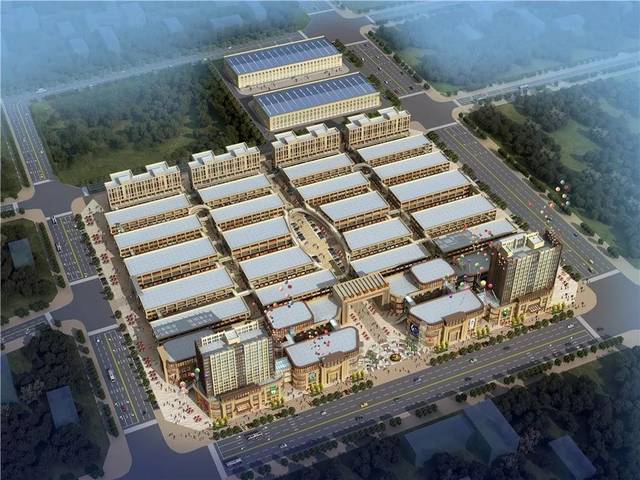 大竹商贸物流园一期效果图 一期占地约210亩,规划建筑面积约23万方