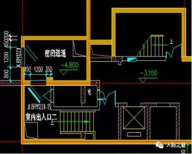 1,电梯间 2,上部建筑设备房 3,防护密闭门以外的通道,楼梯间,管道井