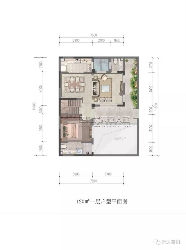 120平合院别墅户型图