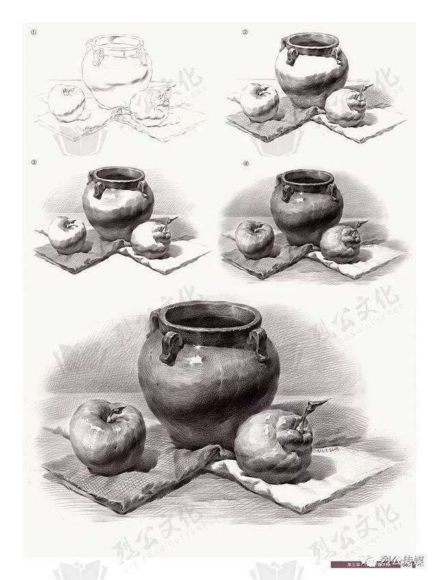 《金牌教案-素描静物横构图临摹范本》是一本