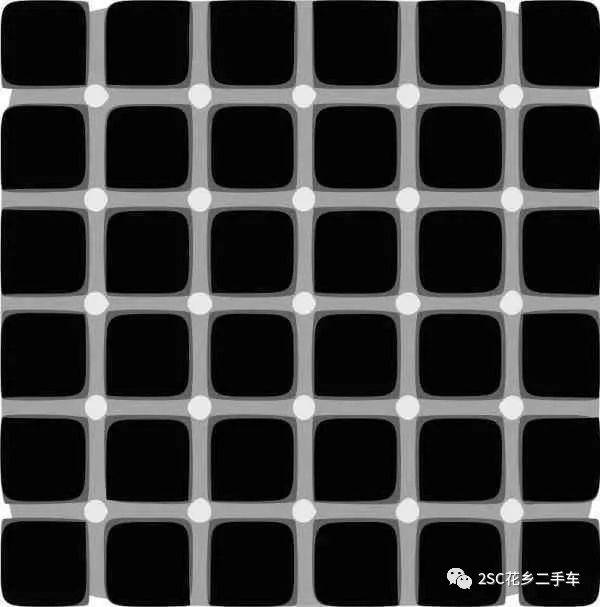 错觉是一种奇妙的感觉,就像这张图一样,每块黑方块中间夹着的点到底是