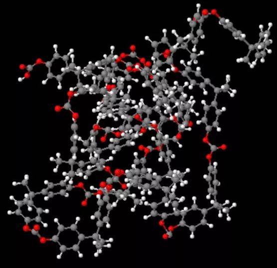 图3.2 一种非结晶塑料pc的分子链结构3d模型