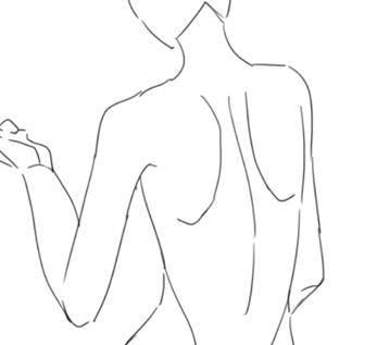 这里我画了一个抬起手臂的动作,请注意途中三角肌的形状并没有产生较