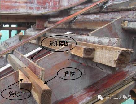 安装楼梯踏步模板并加固 1.