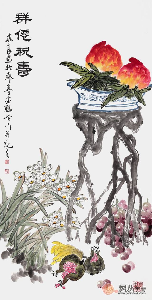 给老人祝寿就送吉祥花鸟画,满是心意和祝福