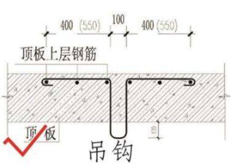 4  预埋人防门吊钩 人防门前顶板上应预埋门扇安装用的吊钩,以便门