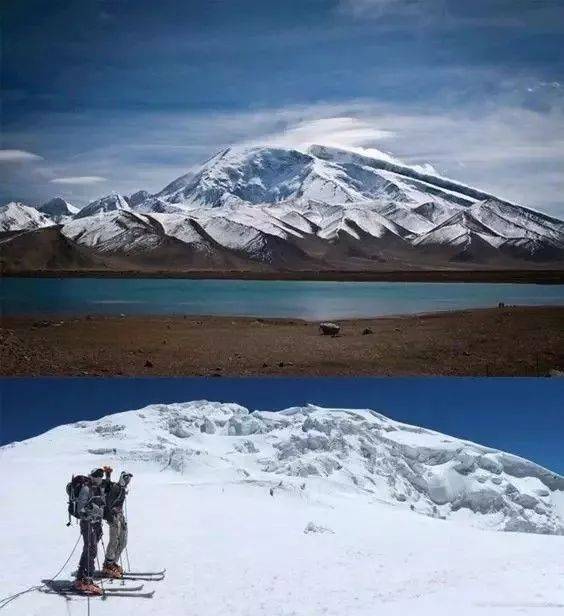 在慕士塔格峰的旁边还有两座主峰,公格尔峰和公格尔九别峰,三山耸立