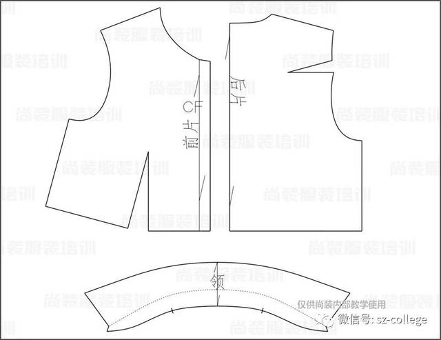 设置立领宽度a(前领座高度自定),翻领宽度b;设计翻领造型并掌握翻领外