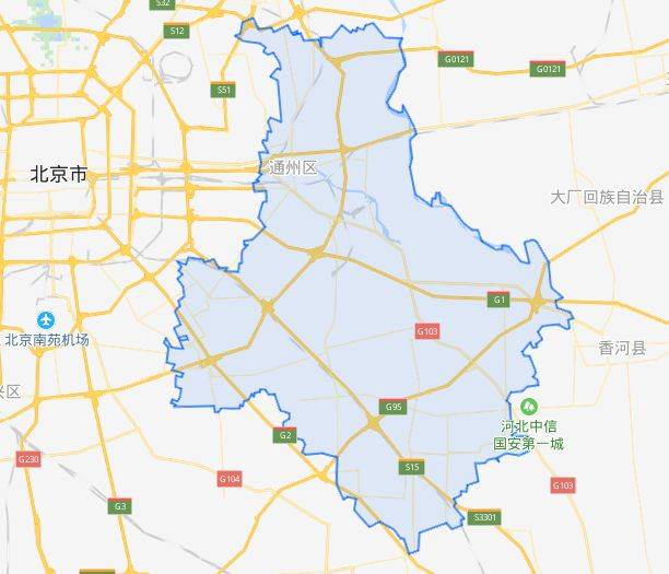 通州区位于北京市东南部,京杭大运河北端.