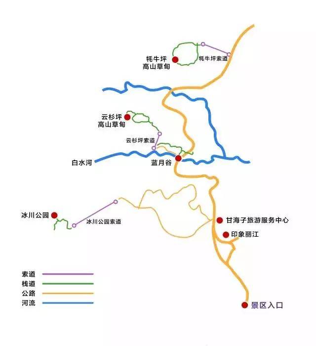 著名景点 :冰川公园,云杉坪,蓝月谷等 建议游玩时长:1天 适宜游玩季节