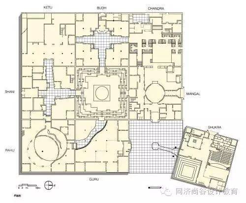 印度斋浦尔艺术中心平面图 印度斋浦尔艺术中心是柯里亚的另一重要