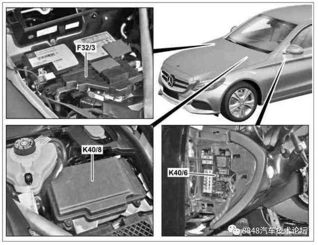 2018款奔驰c级车(205)保险丝和继电器位置