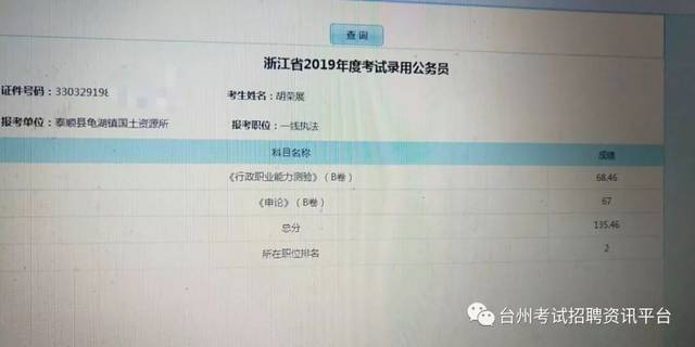 2019浙江省公务员笔试成绩公布,22-23号面试