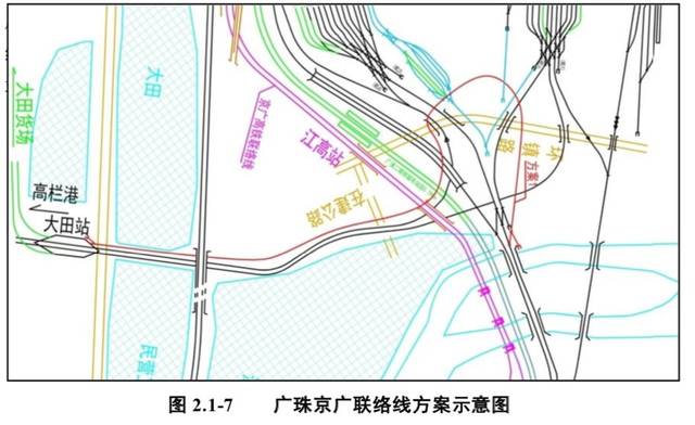 需新建三水站往广珠铁路上,下行联络线 以及新建大田往京广铁路客车