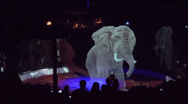 利用全息投影技术实现的大象表演
