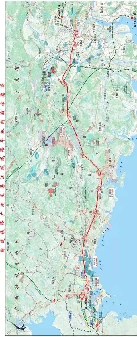 广州, 佛山, 肇庆, 云浮, 阳江, 茂名, 湛江等市 终至规划湛江北站