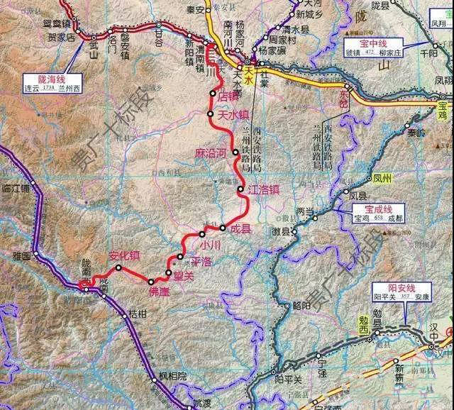 全线长269.74公里 甘肃将新建铁路天水至陇南线 附线路图