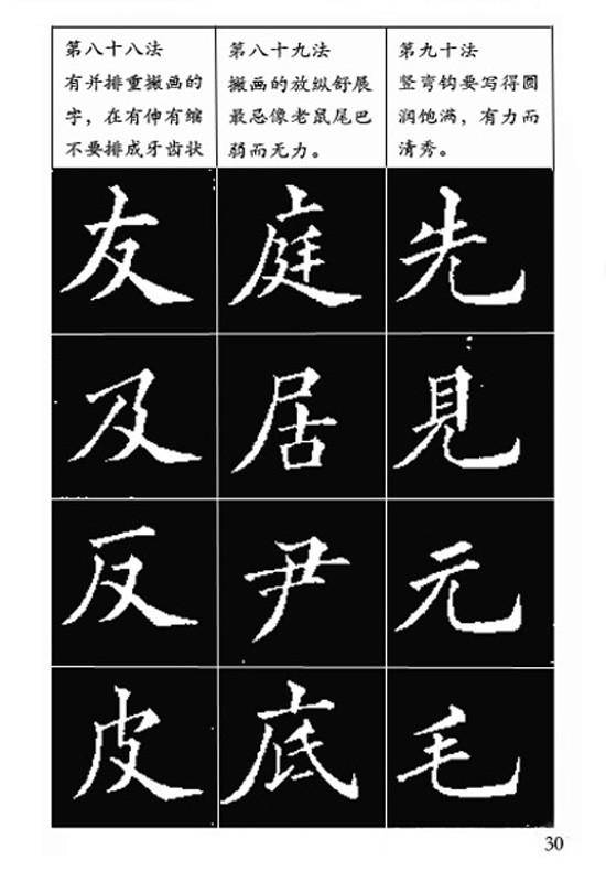 欧体楷书间架结构一百二十八法