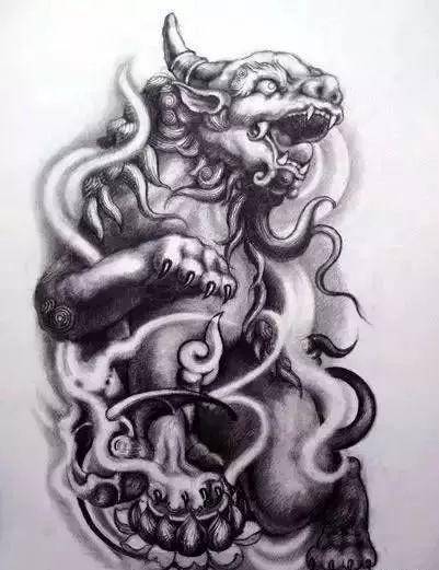 我是雕刻师,纹身手稿:唐狮素描雕刻素材网洗浴v纹身图片