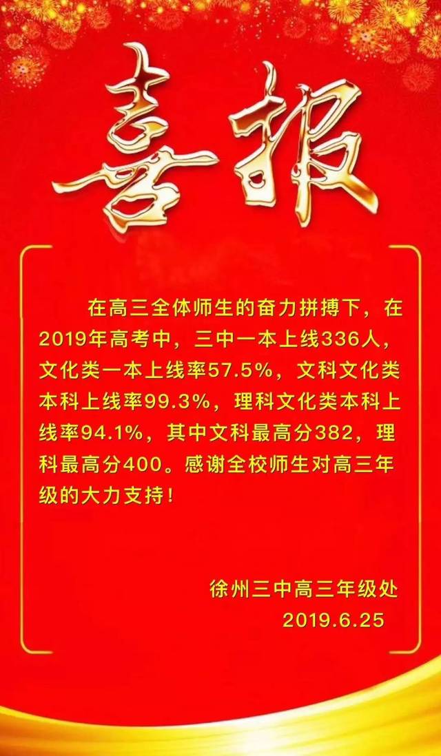 喜报!徐州9所高中高考成绩公布!看哪家考的最好?