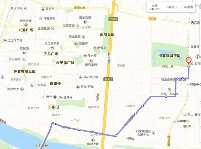 143路(市公交公司正定分公司至朱河站)途经商务中心地铁站 正定县为