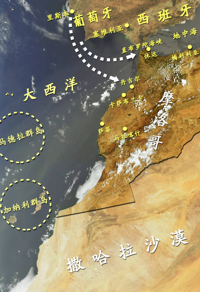 地图看世界;西班牙及葡萄牙地跨西欧和北非