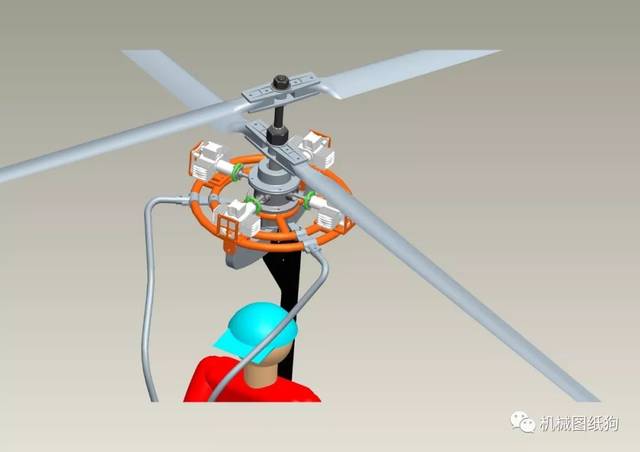 【飞行模型】共轴反转双旋翼直升机3d模型图纸 stp格式