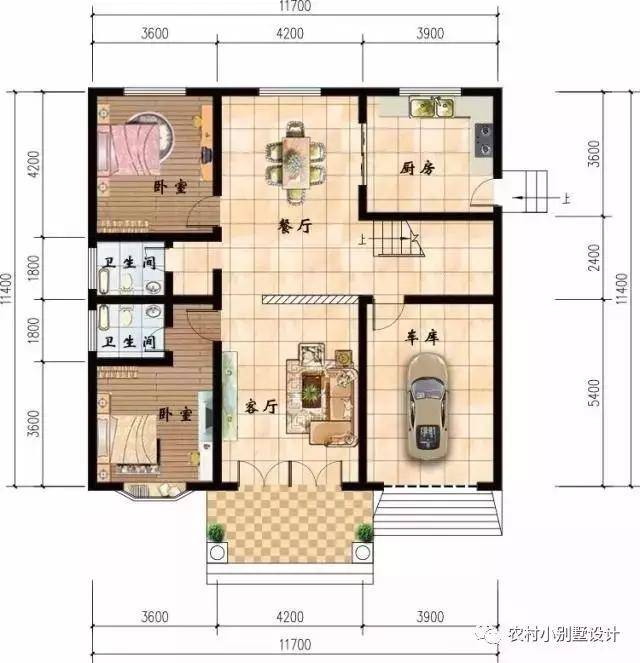 二层平面图:设有5个卧室,还有个小的家庭厅,楼梯与客厅之间有装修隔断