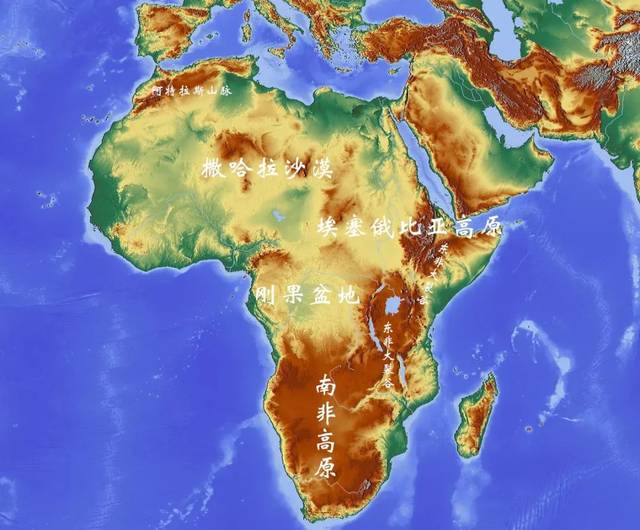 非洲大陆地形图