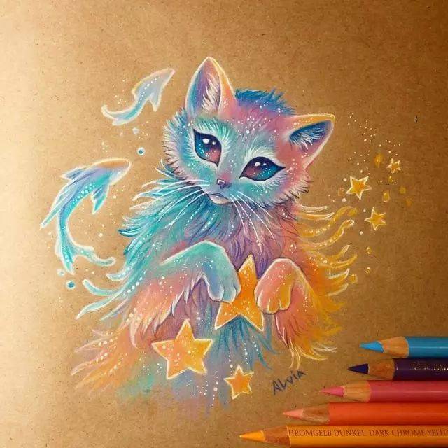 彩铅画家alvia alcedo以西方龙为主题的插画