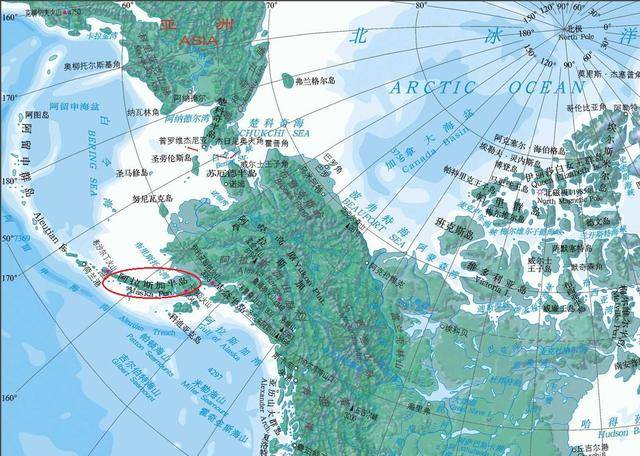 美国的阿拉斯加州总面积约为171万平方千米,其中向西方深入的陆地介于