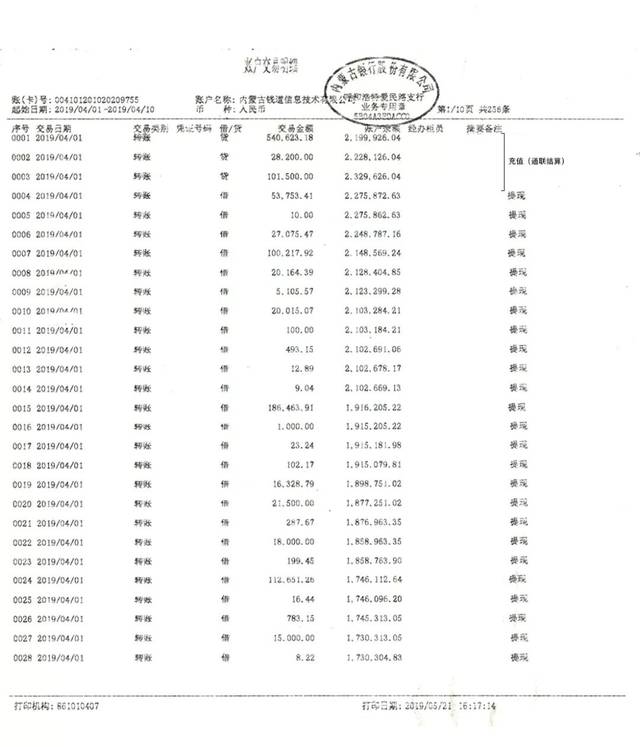 钱道网2019年第二季度对账单公示公告