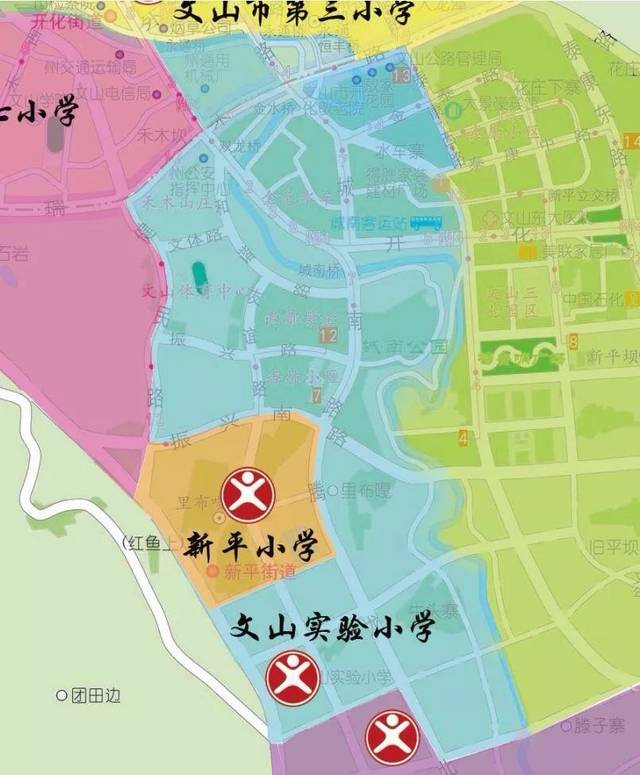 附件1:文山实验小学招生片区示意图