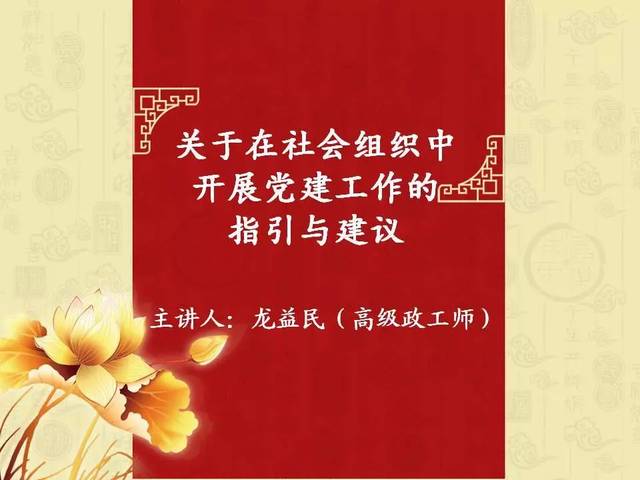 【社联培训】龙益民|关于在社会组织中开展党建工作的指引与建议