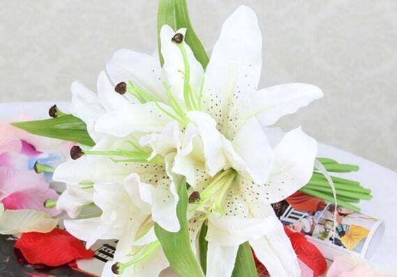 二,适合做手捧花的花朵 婚礼上的手捧花大多以白色为主,白百合给人以