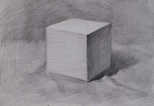 立方体素描阴影怎么画