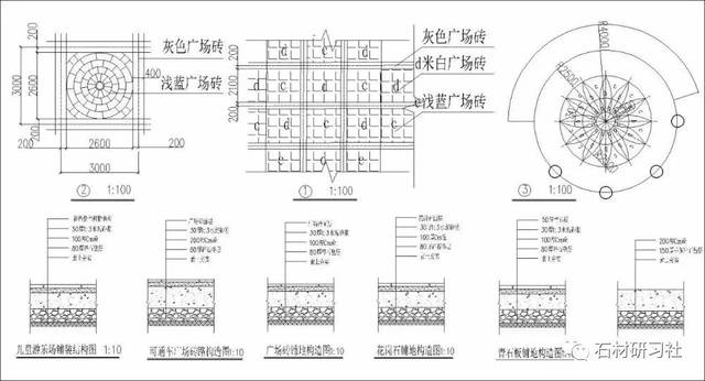 石材cad | 园林中大理石铺贴cad图纸及常用石材介绍