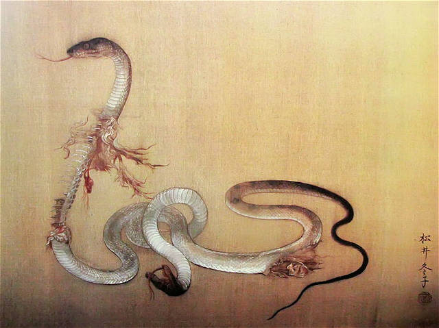 松井冬子作品《两头蛇的自残》.